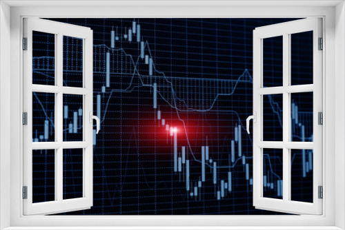Fototapeta Naklejka Na Ścianę Okno 3D - Blue abstract stock market trading chart