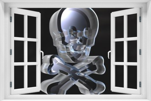 Fototapeta Naklejka Na Ścianę Okno 3D - simbolo teschio ossa di pirata corsaro in vetro