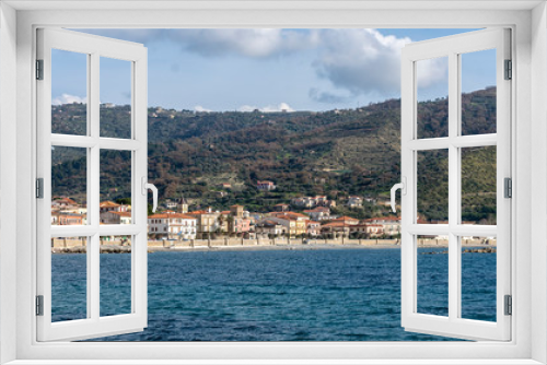 Fototapeta Naklejka Na Ścianę Okno 3D - Agnone Cilento village, from Cilento Coast, Italy