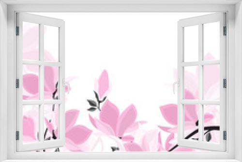 Fototapeta Naklejka Na Ścianę Okno 3D - Vector illustration floral decoration. Spring tree magnolia. Background with pink flowers