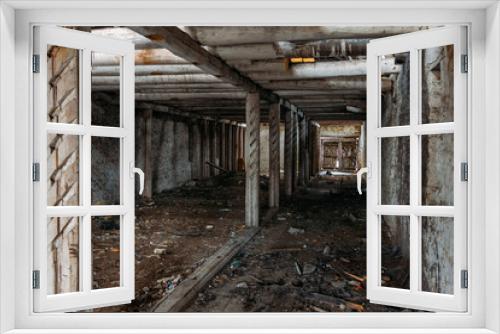 Fototapeta Naklejka Na Ścianę Okno 3D - Interior of the old abandoned barn