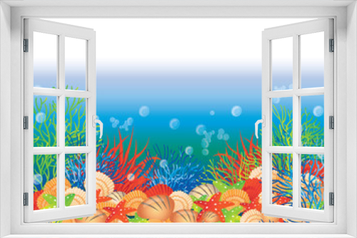 Fototapeta Naklejka Na Ścianę Okno 3D - Underwater banner, vector illustration