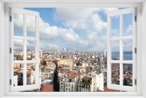 Fototapeta Naklejka Na Ścianę Okno 3D - View over the city of Istanbul and Bosporus from above