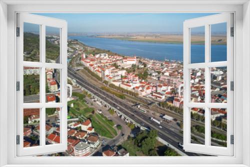 Fototapeta Naklejka Na Ścianę Okno 3D - Alhandra with highway and Tagus river in Portugal