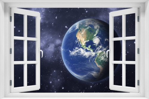 Fototapeta Naklejka Na Ścianę Okno 3D - the planet earth in the space, view from spaceship, creative  science art concept elements of this image furnished by nasa