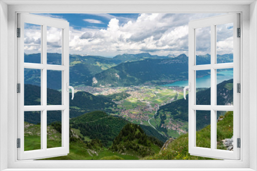 Fototapeta Naklejka Na Ścianę Okno 3D - Switzerland, Panoramic view on green Alps near Schynige Platte, Saxeten