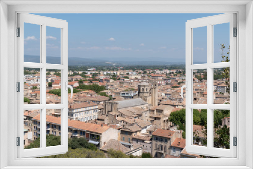 panoramic view aerial top of french city Cavaillon town in Provence France