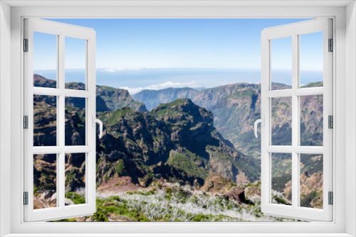 Madeira mountain landscape spectacular view horizon blue sky outdoor traveling concept