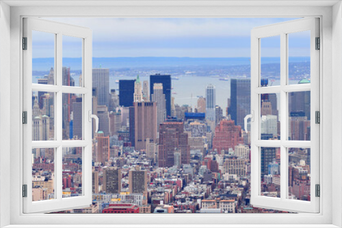 Fototapeta Naklejka Na Ścianę Okno 3D - New York City Manhattan downtown skyscrapers panorama