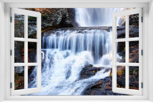Fototapeta Naklejka Na Ścianę Okno 3D - Autumn Waterfall in mountain