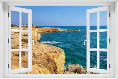 Fototapeta Naklejka Na Ścianę Okno 3D - Rocky shore near Ayia Napa, Cyprus.