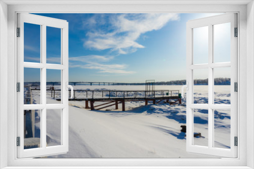 Fototapeta Naklejka Na Ścianę Okno 3D - pier in winter