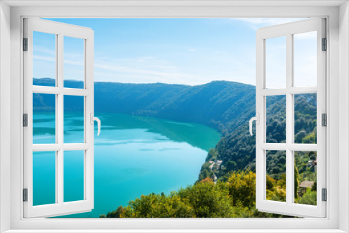 Fototapeta Naklejka Na Ścianę Okno 3D - View of Lake Albano from the town of Castel Gandolfo, Italy