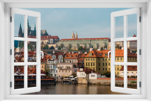 Fototapeta Naklejka Na Ścianę Okno 3D - View of Prague Castle Complex From the Other Side of Vltava River