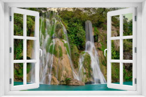 Fototapeta Naklejka Na Ścianę Okno 3D - beautiful waterfalls,old mines (minas viejas ), san luis potosi mexico. sunset peace concept