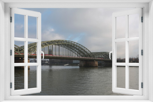 Fototapeta Naklejka Na Ścianę Okno 3D - Steel arch bridge over Rhine River. Cologne, Germany