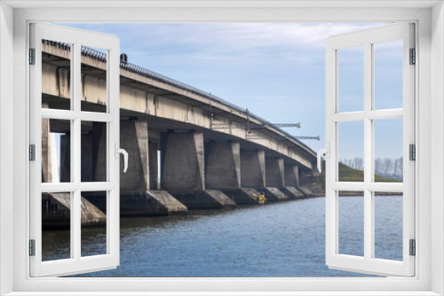 Fototapeta Naklejka Na Ścianę Okno 3D - Ketelmeer en Ketelbrug. Bridge. Netherlands. Flevopolder. Zuiderzee. 