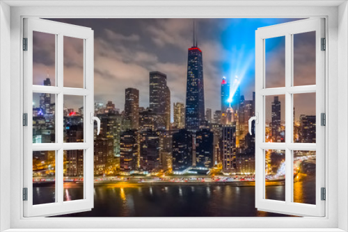 Fototapeta Naklejka Na Ścianę Okno 3D - Chicago downtown buildings skyline aerial