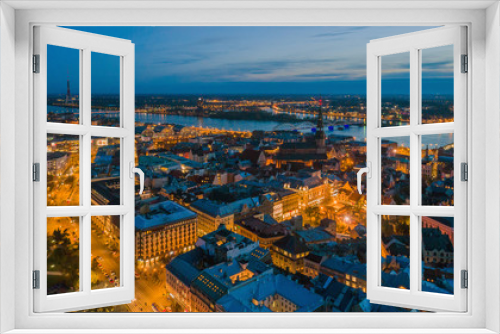 Beautiful aerial panorama view of Riga city skyline, Latvia