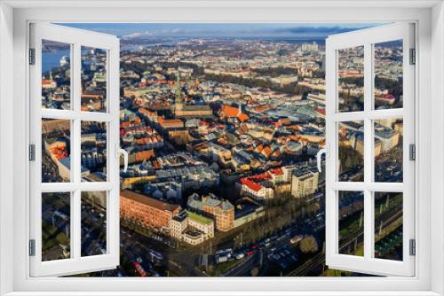 Beautiful aerial panorama view of Riga city skyline, Latvia