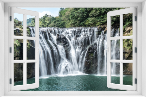 Fototapeta Naklejka Na Ścianę Okno 3D - Shihfen Waterfall, Fifteen meters tall and 30 meters wide, It is the largest curtain-type waterfall in Taiwan