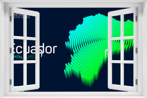 Fototapeta Naklejka Na Ścianę Okno 3D - Isometric map of Ecuador with neon circle lines