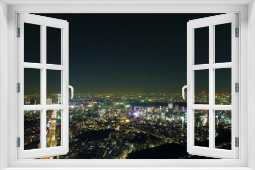 Fototapeta Naklejka Na Ścianę Okno 3D - ビルの屋上から見る東京の夜景