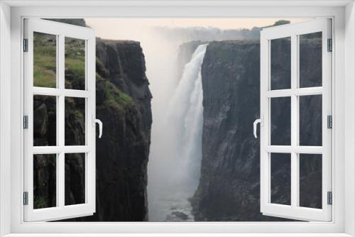Fototapeta Naklejka Na Ścianę Okno 3D - kaskady wody spływające po skałach wodospady wiktorii afryka