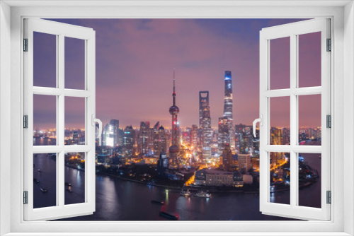 Fototapeta Naklejka Na Ścianę Okno 3D - Night Cityscape of Shanghai
