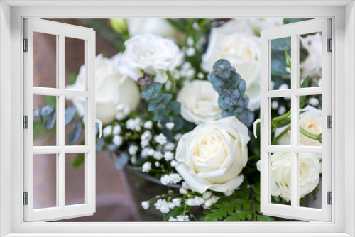 Fototapeta Naklejka Na Ścianę Okno 3D - A bouquet of White Roses. White roses Flower Arrangem