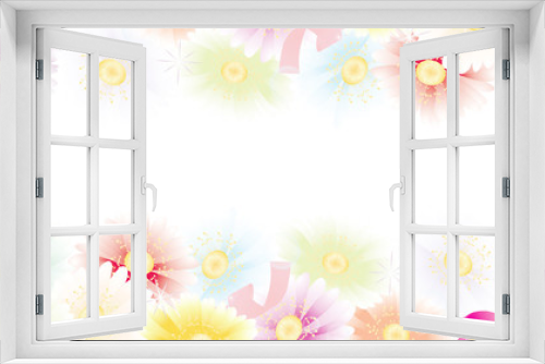 Fototapeta Naklejka Na Ścianę Okno 3D - ガーベラの花カラフルなパステルカラーのバナー素材