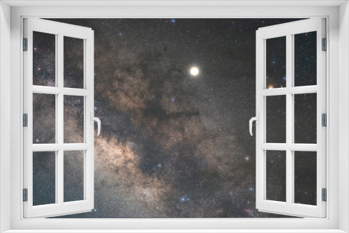 Fototapeta Naklejka Na Ścianę Okno 3D - The stars and the milky way in the night sky are very beautiful.