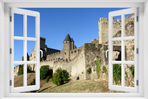 Fototapeta Naklejka Na Ścianę Okno 3D - View of the Wall and castle of Carcassonne