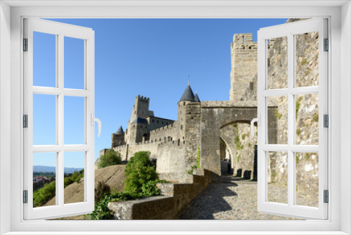 Fototapeta Naklejka Na Ścianę Okno 3D - View of the Wall and castle of Carcassonne