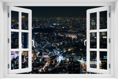 Fototapeta Naklejka Na Ścianę Okno 3D - 東京 渋谷スクランブルスクエア 展望台からの夜景