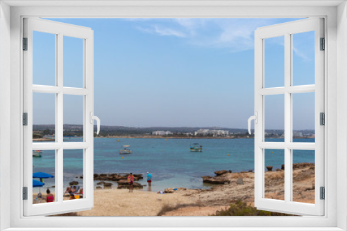 Fototapeta Naklejka Na Ścianę Okno 3D - Ayia Napa, Cyprus - September 08, 2019: Wide panorama of Makronissos Beach