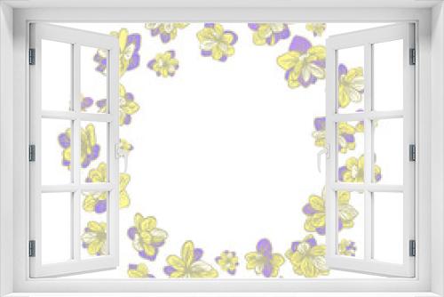 Fototapeta Naklejka Na Ścianę Okno 3D - Colorful illustration of floral wreath. Hand draw frame. Can be used for invitation, greeting card and poster
