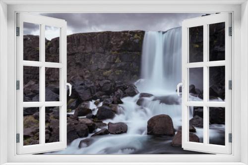 Fototapeta Naklejka Na Ścianę Okno 3D - Waterfall Oxararfoss in Iceland thingvellir national park