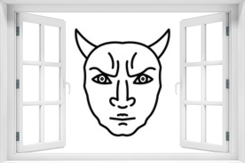 Fototapeta Naklejka Na Ścianę Okno 3D - devil mask line icon on white background