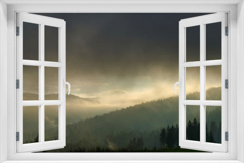 Fototapeta Naklejka Na Ścianę Okno 3D - Góry Beskidu Śląskiego o poranku