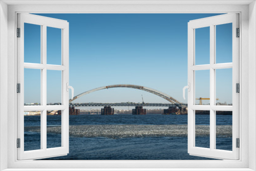 Fototapeta Naklejka Na Ścianę Okno 3D - Bridge over Dnipro river in Kiev city