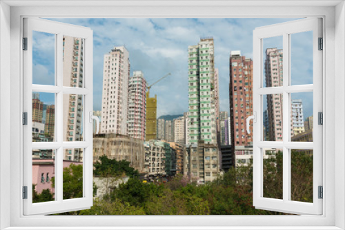 Fototapeta Naklejka Na Ścianę Okno 3D - high rise residential building in Hong Kong city