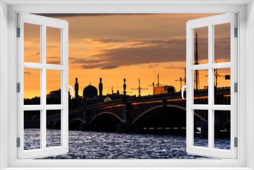 Fototapeta Naklejka Na Ścianę Okno 3D - Mosque silhouette at sunset, St. Petersburg, Russia