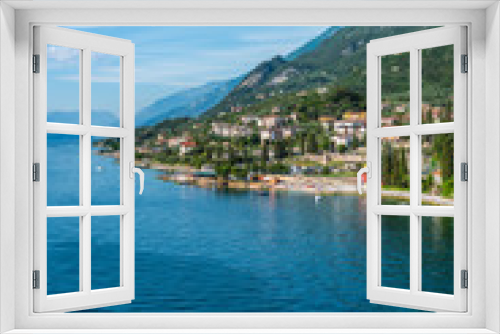 Fototapeta Naklejka Na Ścianę Okno 3D - View over the Malcesine town and lake Garda from the Scaliger Castle, Lake Garda, Italy