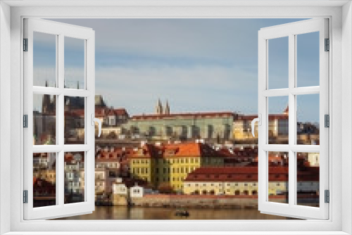 Fototapeta Naklejka Na Ścianę Okno 3D - Prague Skyline Wide
