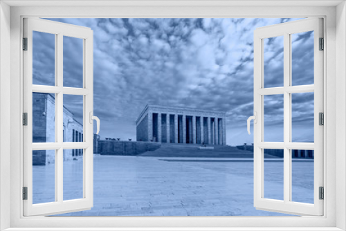 Fototapeta Naklejka Na Ścianę Okno 3D - Anitkabir, Mausoleum of Ataturk with dramatic cloudy sky, Ankara Turkey