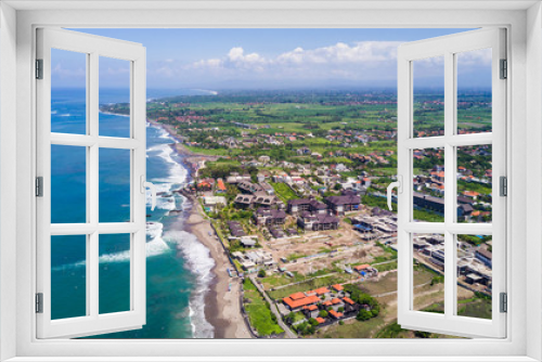 Fototapeta Naklejka Na Ścianę Okno 3D - Aerial panorama of the Canggu beach , Bali, Indonesia