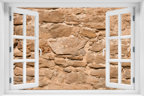 Fototapeta Naklejka Na Ścianę Okno 3D - Sandsteinmauer mit unregelmäßigen Steinen