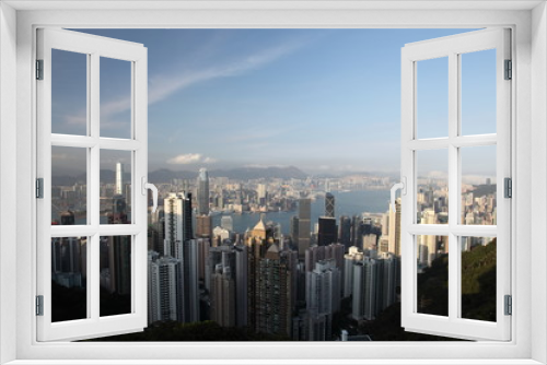 Fototapeta Naklejka Na Ścianę Okno 3D - Hong Kong panorama from famous The Peak