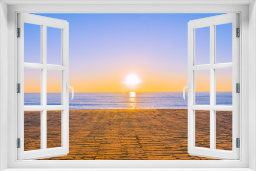 Fototapeta Naklejka Na Ścianę Okno 3D - Beautiful tropical beach sea ocean with sunset or sunrise for travel vacation